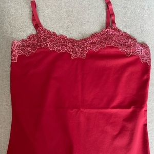 ❤️CLEO ❤️lace trim camisole in red . Beaded detail. Size XS.